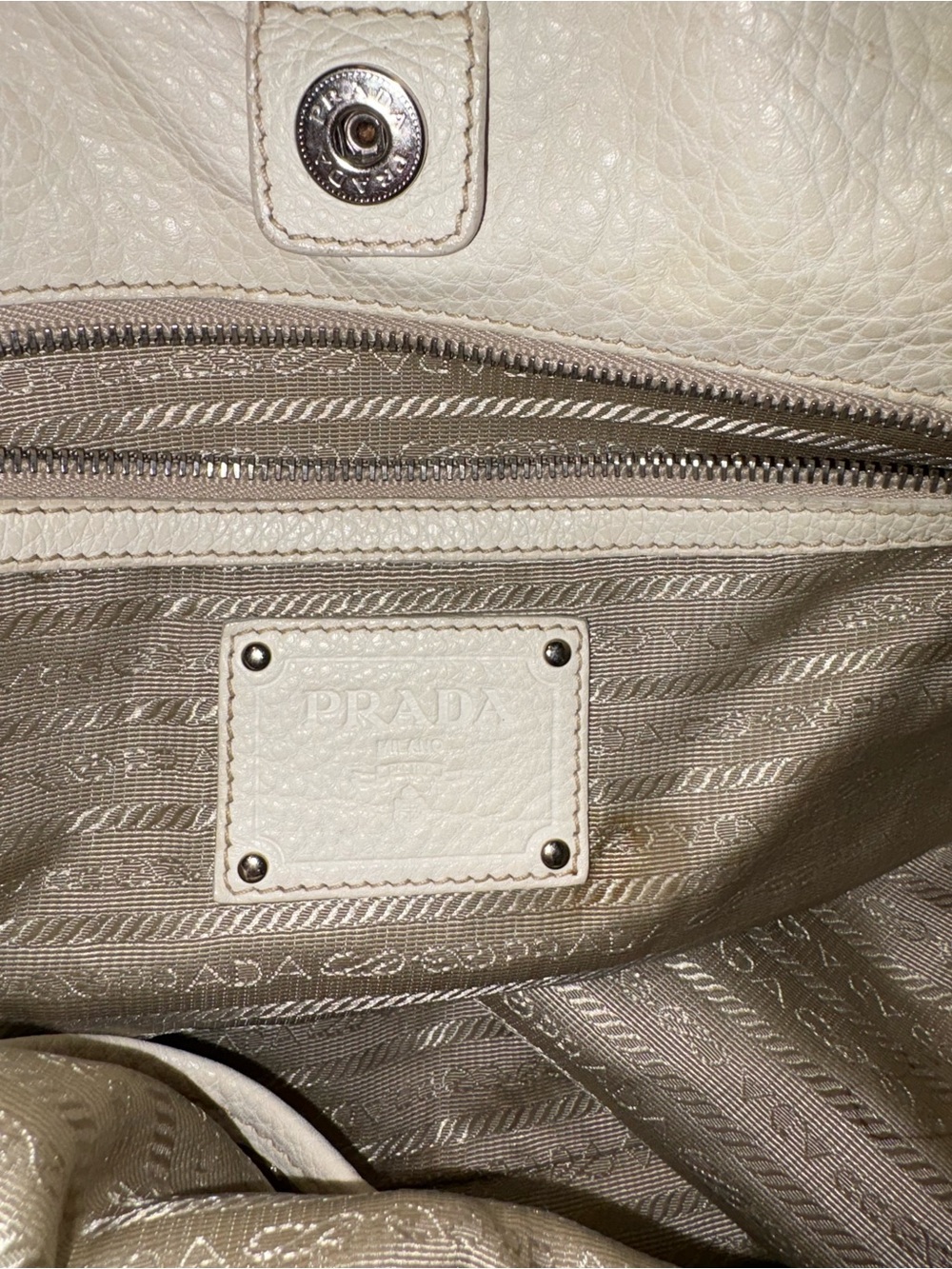 Prada Cream Leather Tote Bag Authentic - Picture 5 of 9